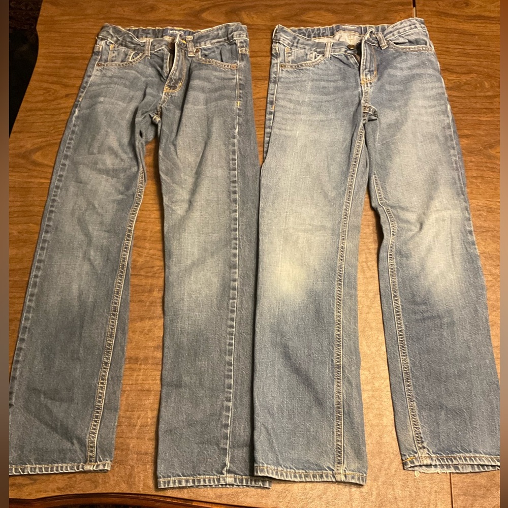 Old Navy Boys Sz 12 slim Blue Jeans EUC -2 Pair